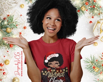 Personalized African American Christmas Shirt, Mama Claus Shirt, Afro Mrs. Claus, Afrocentric Holiday, Afro Xmas Tee, Black Christmas Tshirt