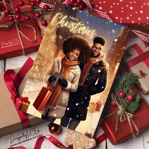 African American Greeting Cards, Melanin Greeting Cards, Black Christmas Cards, Christmas Cards for Black Women,  Black Girl Christmas Cards
