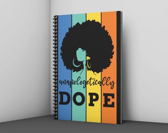 African American Journal, Afro Notebook, Black Girl Magic Notebook, African American Stationary, Gifts for her, Spiral Notebook, Journal