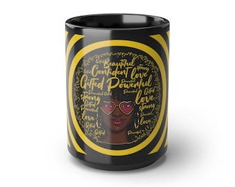 Caneca de afirmação afro-americana, caneca de café afro-americana, caneca rainha melanina, caneca rainha negra, caneca melanina, presentes para ela, caneca afro