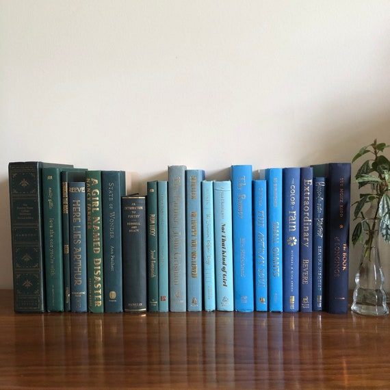 Hombre Green and Blue Book Stack for Reading AND Decor Etsy