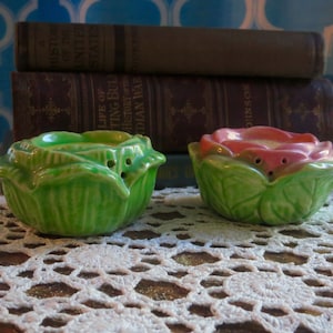 Vintage Cabbage Flower Salt and Pepper Shakers