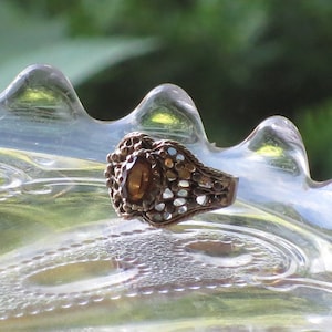 Oval Topaz 14K GE Filigree Ring Size 8 November Birthstone Signed ESPO