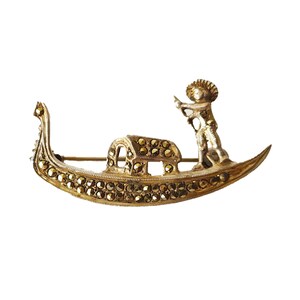 Vintage Silver and Marcasites Boatman Brooch  (197)