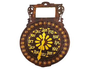One of a kind Antique Perpetual Calendar Arts and Crafts Period in the form of a Flower Clock