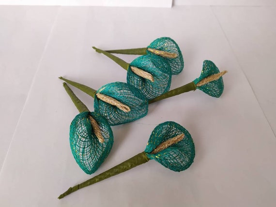 Handmade Artificial Anthurium Flower Made Of Abaca Craft Etsy