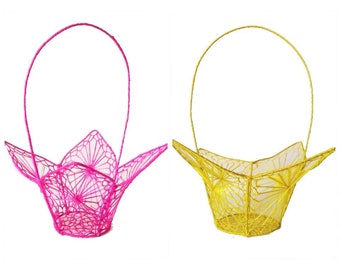 Colourful Flower Girl Baskets Handmade with Organic Abaca Fibers - Various Colours