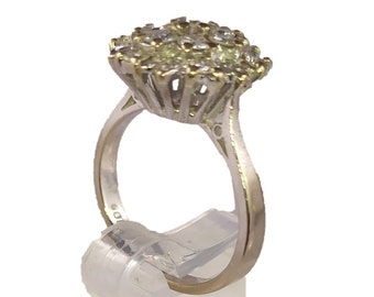 18 Karat Weißgold Brillantschliff Diamant Cluster Ring UK Größe P