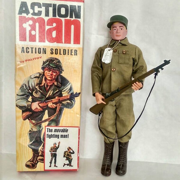 Vintage Palitoy Action Man Action Figure Solidier with Box 1960s