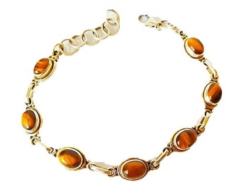 925 Sterling Silver Bracelet with Tiger's Eye Gemstone