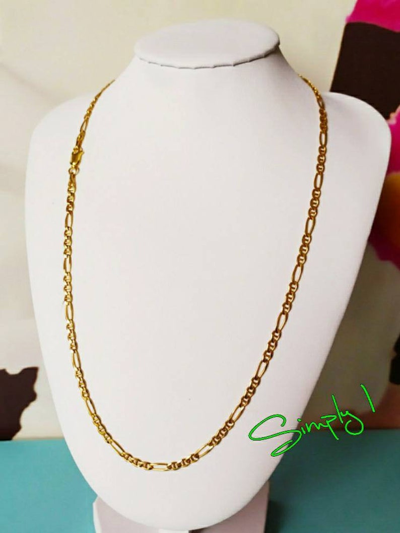 9ct Yellow Gold Necklace Figaro 4mm Chain Link