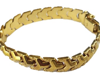 9-karätiges Gelbgold-Panel-Armband, spezielle Y-Gliederkette