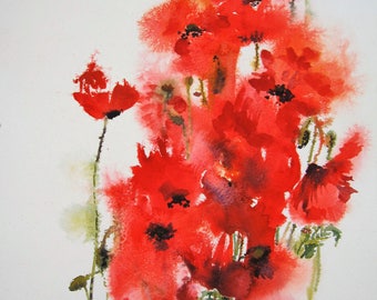 Coquelicots/Coquelicots des champs/Coquelicots Aquarelle Originale