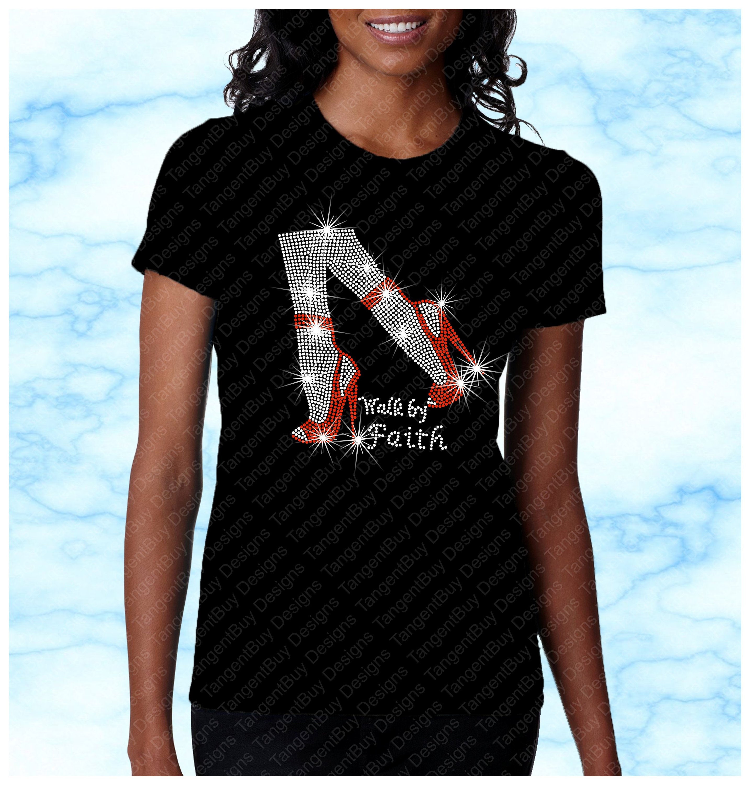 T-shirt. Walk by Faith Bling Rhinestone 