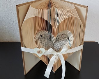 gefaltetes Buch, Herz, Muttertag, Geburtstag, Hochzeit, Geschenk, Upgecycelt