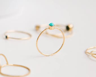 Dainty Turquoise Ring | 14K Gold Filled | Stacking Ring | Gemstone Ring | Birthstone Ring | Turquoise Jewelry | Minimalist Ring | Boho Ring