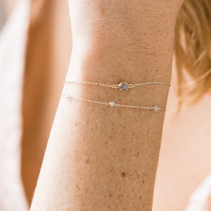 Grey Moonstone Bracelet/ Dainty Bracelet/ Stacking Bracelet/ June Birthstone Bracelet/ Minimalist Bracelet/ Boho Bracelet/ Gift For Her