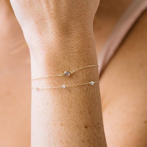 Moondrop Bracelet/ Moonstone Bracelet/ Stacking Birthstone Bracelet/ June Birthstone Bracelet/ Minimalist Bracelet/ Bracelets/ Gift For Her
