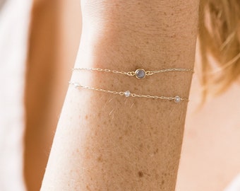 Grey Moonstone Bracelet/ Dainty Bracelet/ Stacking Bracelet/ June Birthstone Bracelet/ Minimalist Bracelet/ Boho Bracelet/ Gift For Her