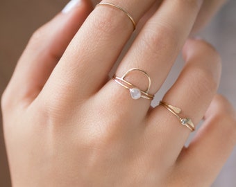 Moonstone Ring | June Birthstone Ring | Minimalist Ring | Gold or Eco Silver Ring | Stacking Ring | Dainty Gemstone Ring | Gift For Her