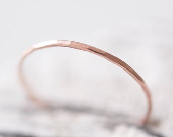 Rose Gold Dainty Ring / 14K Rose Gold Filled Thin Stacking Ring / Simple Band / Gift For Her