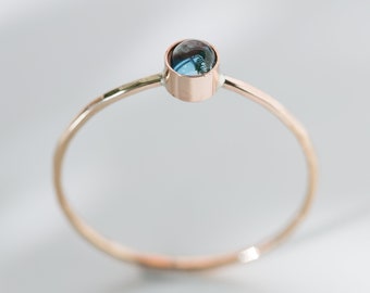 London Blue Topaz Ring / November Birthstone Ring / 14K Gold Filled / Eco Silver / Birthday Gift