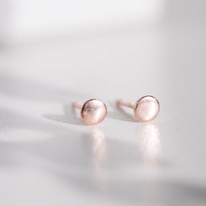 Rose Gold Tiny Dot Earrings Rose Gold Ear Studs Tiny Stud Earrings Dainty Earrings Gold Earrings Minimalist Earrings Rose Gold image 1