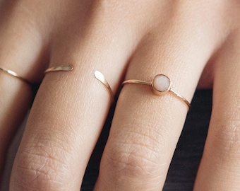 Peach Moonstone Ring / 14K Gold Filled /  Stacking Ring / Birthstone Ring / Gift For Her