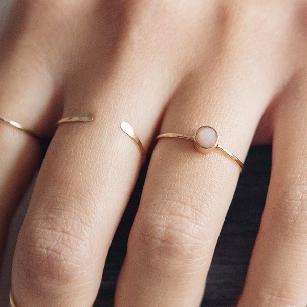 Peach Moonstone Ring / 14K Gold Filled /  Stacking Ring / Birthstone Ring / Gift For Her