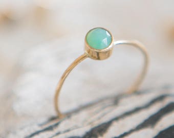 Chrysoprase Ring | 14K Gold Filled | Stacking Ring | Stone Of Joy | Gemstone Ring | Minimalist Ring | Dainty Ring | Gift For Her