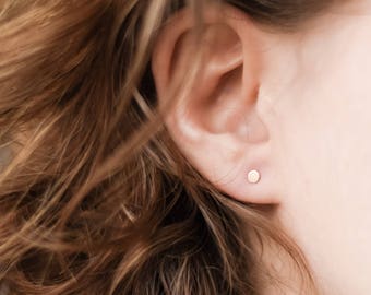 Tiny Dot Earrings | 9K Eco-Gold Stud Earrings | Disc Earrings | Dainty Earrings | Tiny Ear Studs | Minimalist Earrings | Gift For Her