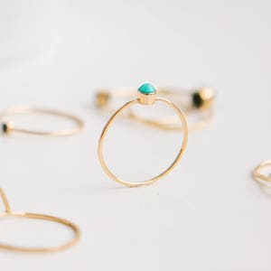 Dainty Turquoise Ring 14K Gold Filled Stacking Ring Gemstone Ring Birthstone Ring Turquoise Jewelry Minimalist Ring Boho Ring image 1