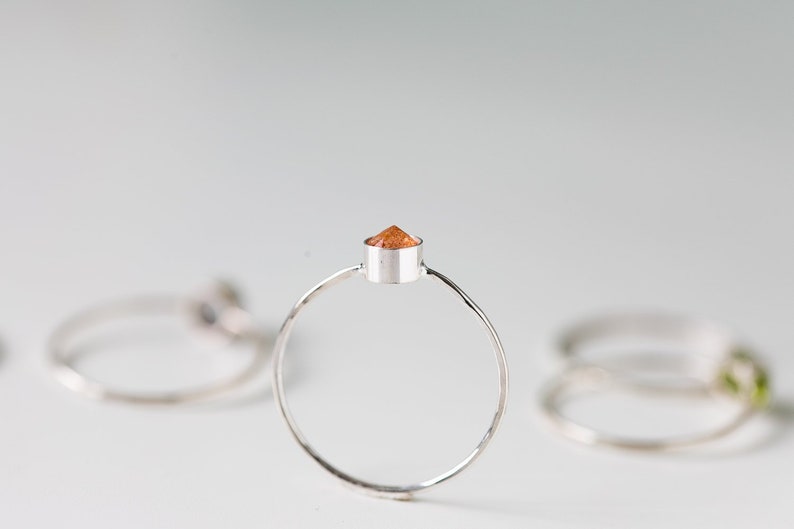 Silver Sunstone Ring Silver Ring Stacking Ring Dainty Ring Boho Minimalist Ring Minimalist Jewelry Gift For Her image 1