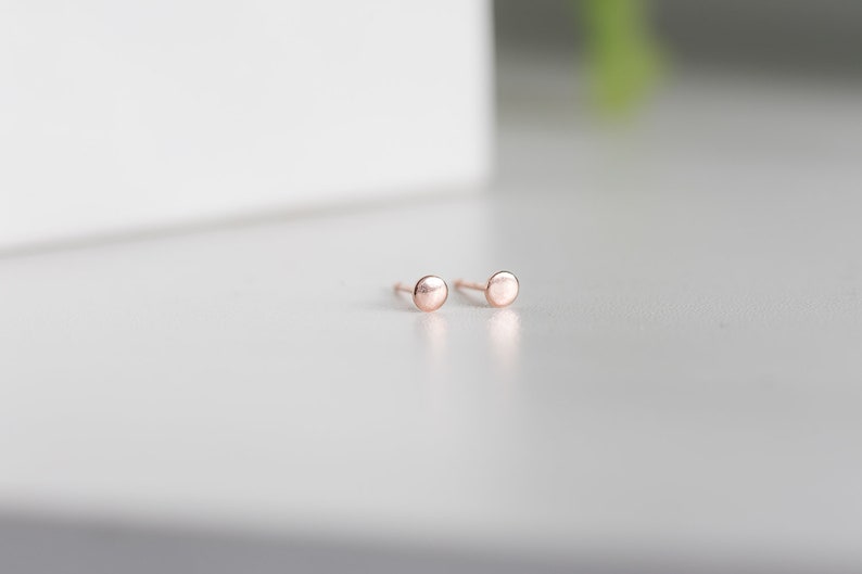 Rose Gold Tiny Dot Earrings Rose Gold Ear Studs Tiny Stud Earrings Dainty Earrings Gold Earrings Minimalist Earrings Rose Gold image 9