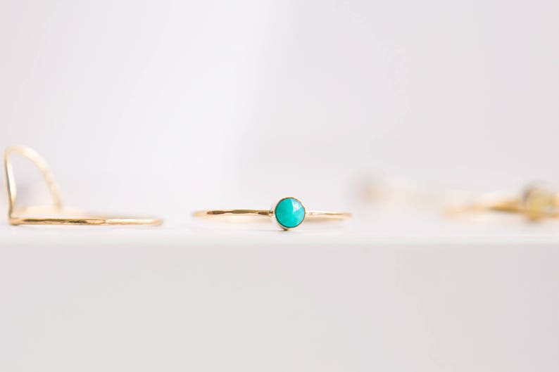 Dainty Turquoise Ring 14K Gold Filled Stacking Ring Gemstone Ring Birthstone Ring Turquoise Jewelry Minimalist Ring Boho Ring image 8