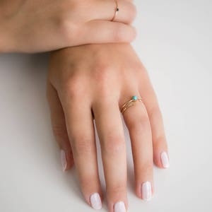 Dainty Turquoise Ring 14K Gold Filled Stacking Ring Gemstone Ring Birthstone Ring Turquoise Jewelry Minimalist Ring Boho Ring image 5