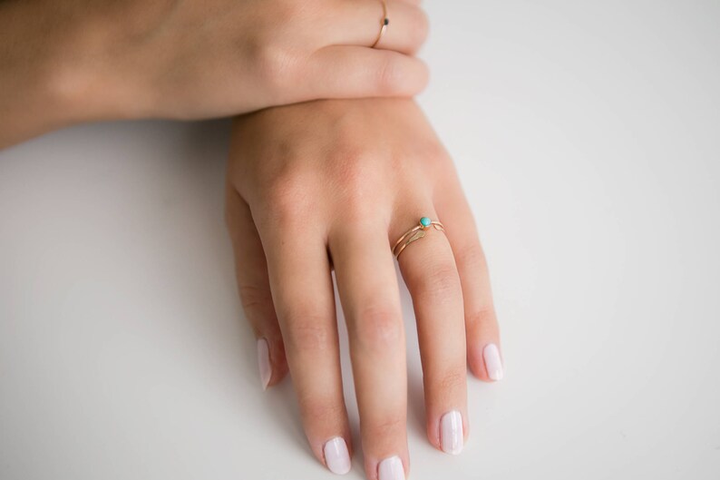 Dainty Turquoise Ring 14K Gold Filled Stacking Ring Gemstone Ring Birthstone Ring Turquoise Jewelry Minimalist Ring Boho Ring image 5