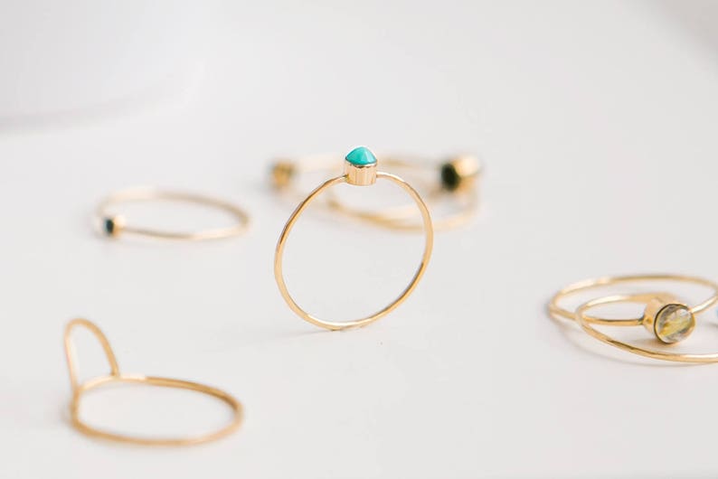 Dainty Turquoise Ring 14K Gold Filled Stacking Ring Gemstone Ring Birthstone Ring Turquoise Jewelry Minimalist Ring Boho Ring image 1