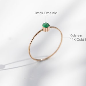 Natural Emerald Ring / 14K Gold Filled or Sterling Silver / May Birthstone Ring / Gift For Her image 3