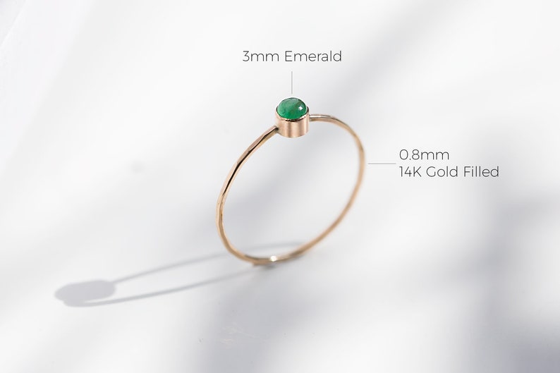 Natural Emerald Ring / 14K Gold Filled or Sterling Silver / May Birthstone Ring / Gift For Her image 3