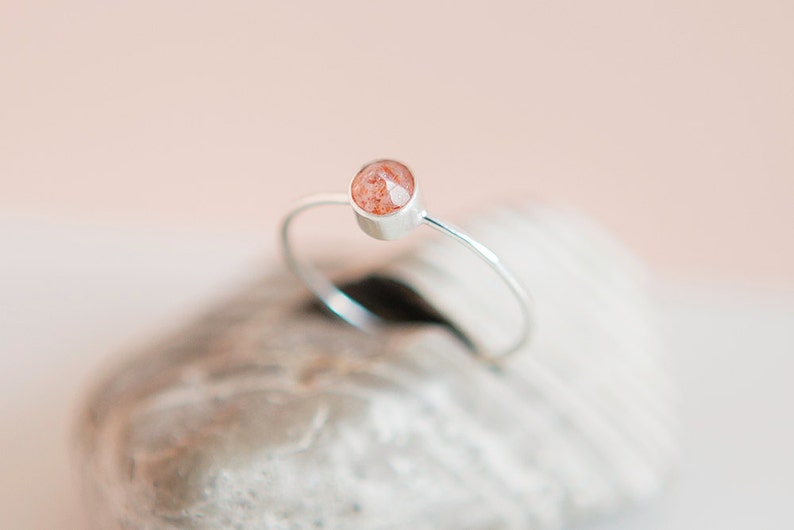 Silver Sunstone Ring Silver Ring Stacking Ring Dainty Ring Boho Minimalist Ring Minimalist Jewelry Gift For Her image 6