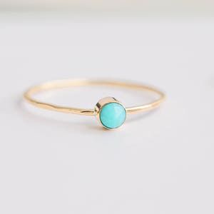 Dainty Turquoise Ring 14K Gold Filled Stacking Ring Gemstone Ring Birthstone Ring Turquoise Jewelry Minimalist Ring Boho Ring image 3