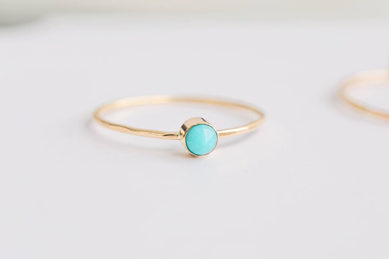 Dainty Turquoise Ring 14K Gold Filled Stacking Ring Gemstone Ring Birthstone Ring Turquoise Jewelry Minimalist Ring Boho Ring image 3