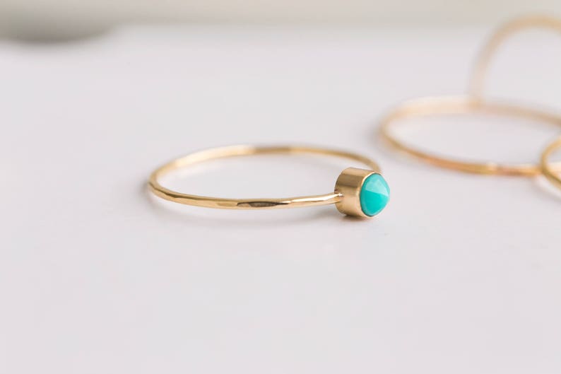 Dainty Turquoise Ring 14K Gold Filled Stacking Ring Gemstone Ring Birthstone Ring Turquoise Jewelry Minimalist Ring Boho Ring image 7