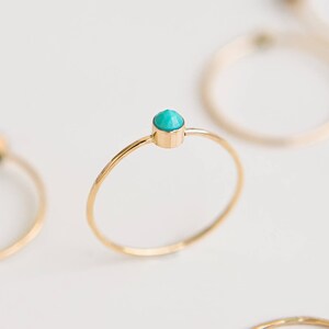 Dainty Turquoise Ring 14K Gold Filled Stacking Ring Gemstone Ring Birthstone Ring Turquoise Jewelry Minimalist Ring Boho Ring image 4