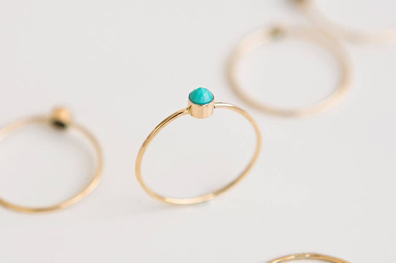 Dainty Turquoise Ring 14K Gold Filled Stacking Ring Gemstone Ring Birthstone Ring Turquoise Jewelry Minimalist Ring Boho Ring image 4