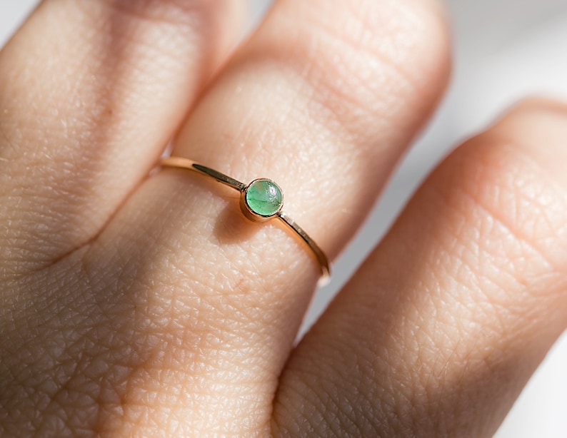 Natural Emerald Ring / 14K Gold Filled or Sterling Silver / May Birthstone Ring / Gift For Her image 1