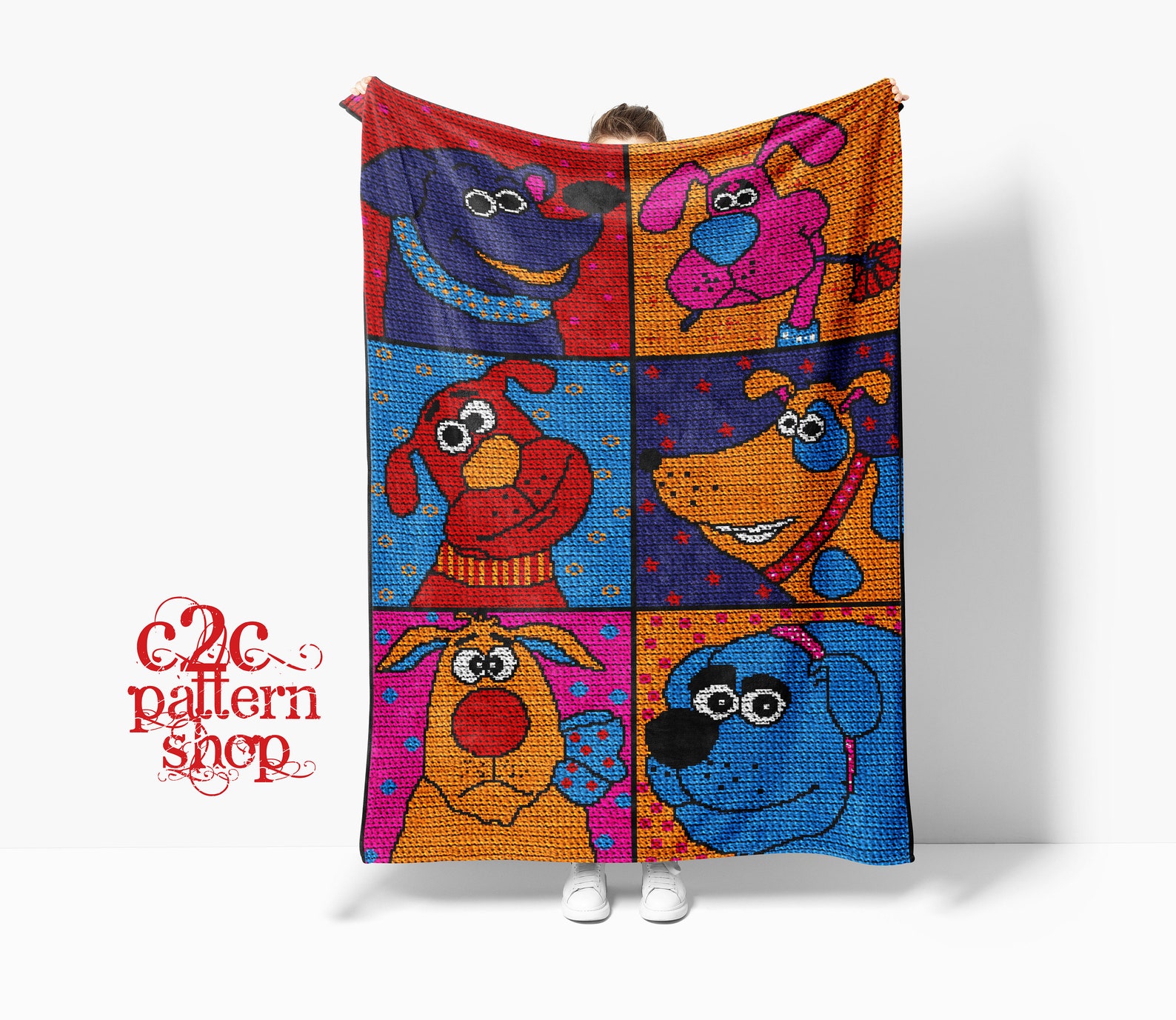 SC Single Crochet Dogs Graphgan Pattern / Single Crochet Etsy