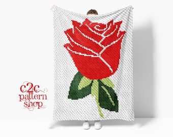 C2C Rose Crochet Pattern / Corner to Corner / C2C Graphgan / C2C Graphs / C2C Patterns / C2C Crochet Blanket / C2C Flowers / C2C Afghan