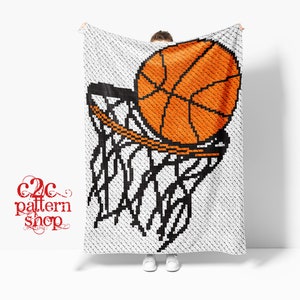C2C Basketball Sport Crochet Pattern / C2C Graphgan / C2C Crochet Blanket / Corner to Corner / C2C Written Pattern / C2C Afghan / C2C Graphs